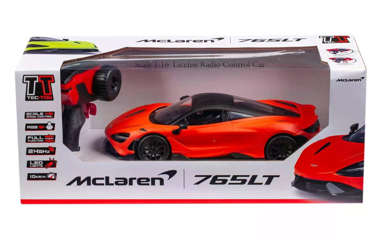 Auto McLaren 765LT mit Licht, Orange, 1:16Ferngesteuerter Sportwagen mit Licht für Kinder ab 6 Jahren