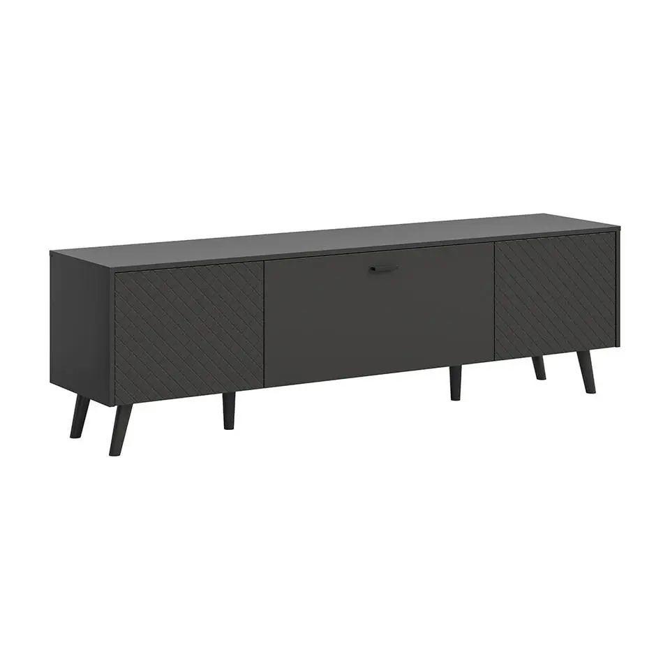 Hioshop Linea dressoir 2 deuren 1 klepdeur mat grijs