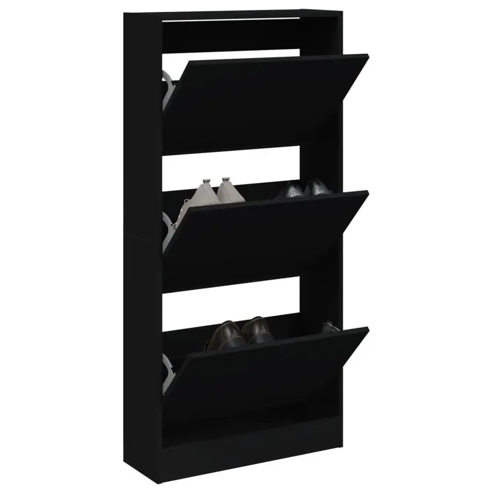 vidaXL - Schoenenkast - Zwart - Bewerkt hout - 60 x 21 x 125.5 cm