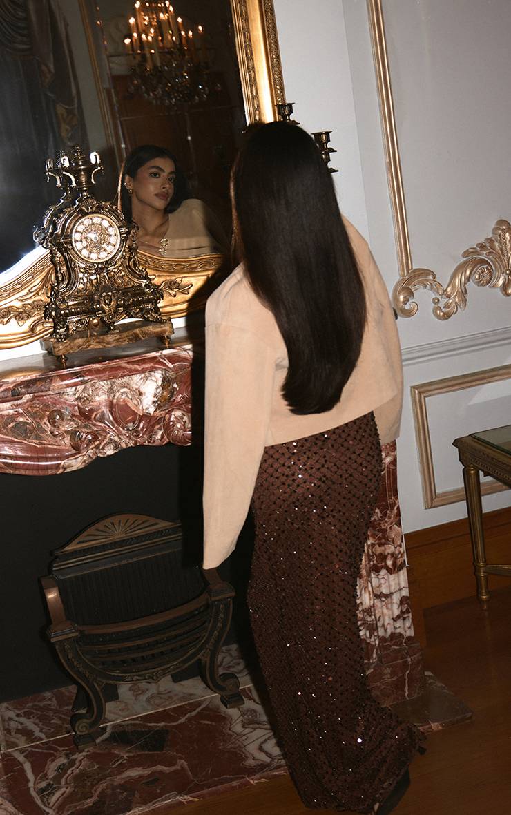 Chocolate Brown Robe Maxi Bandeau Ornée