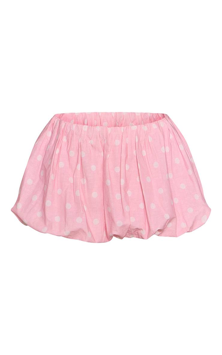 Rose Mini-jupe Bouffante À Pois Effet Lin Petite