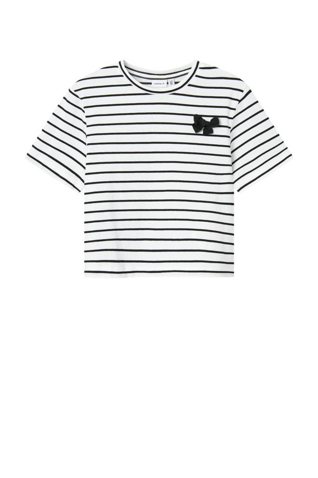 NAME IT gestreept T-shirt NKFHELLAMIA wit/donkerblauw