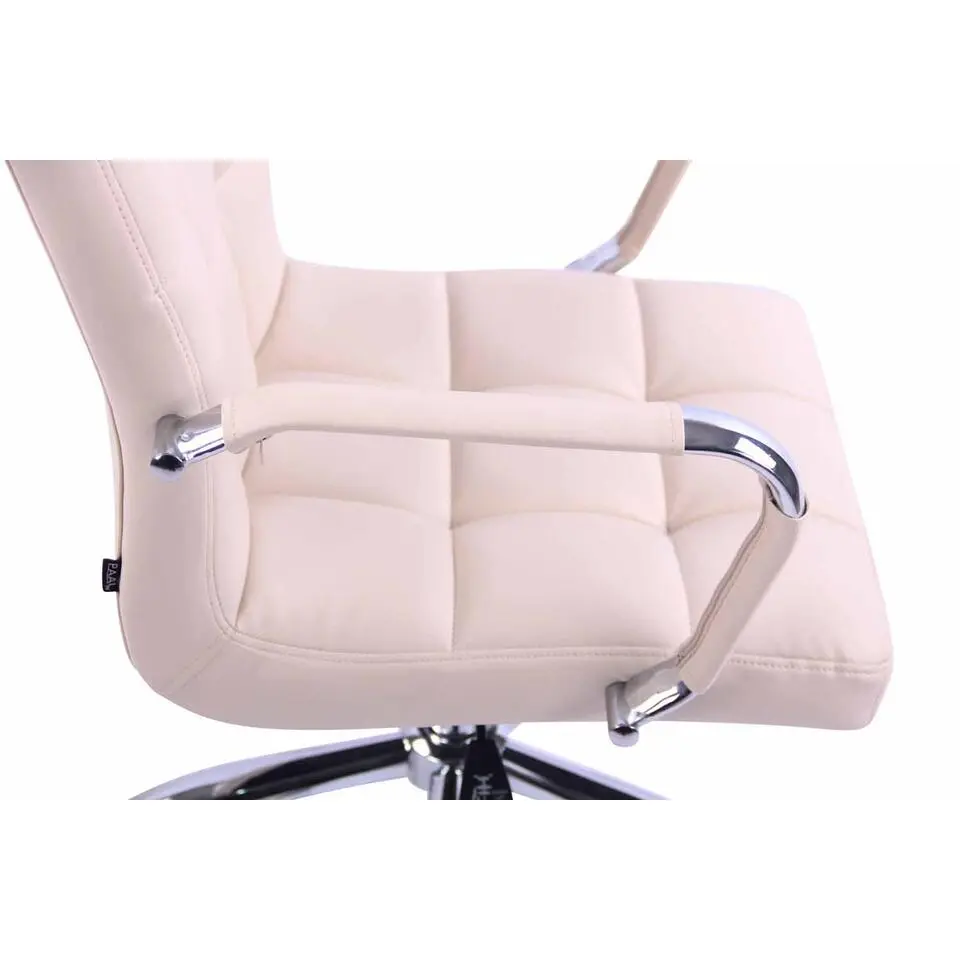 CLP Bureaustoel Deli chroom Frame - Kunstleer - creme