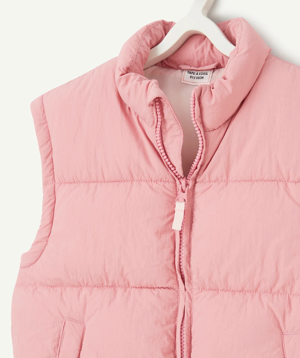 doudoune sans manches fille en rembourrage recyclé rose