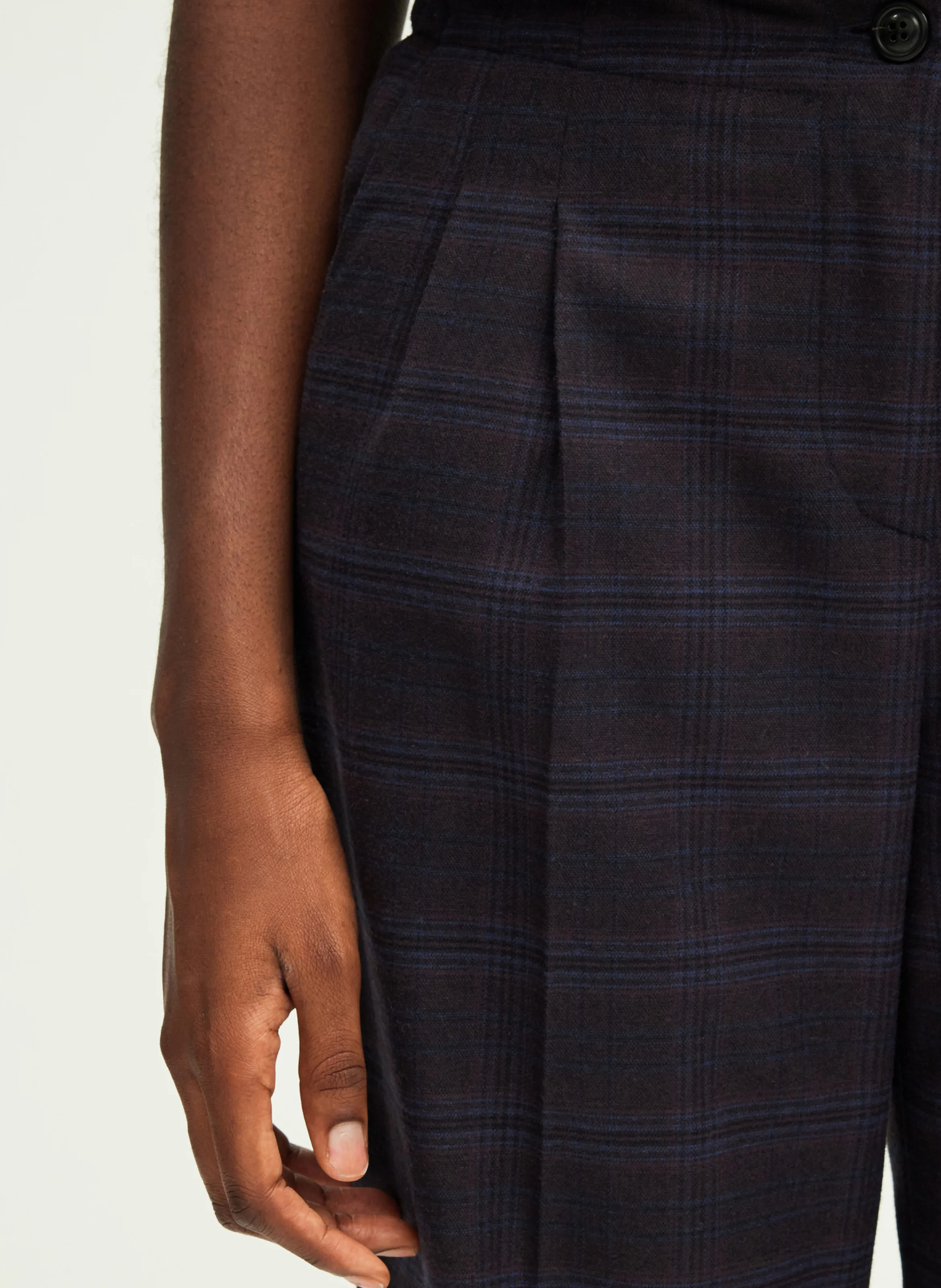 NOUHA - Pantalon carotte à carreaux | Marron