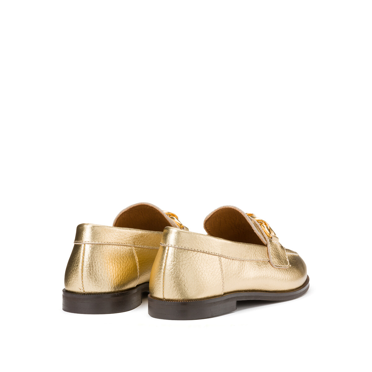 COLEÇÕES LA REDOUTE<br>Mocassins de couro metalizado com corrente