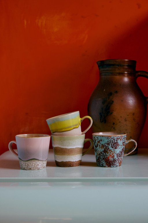 HKliving 70's Ceramic americano mok set van 4 pegasus