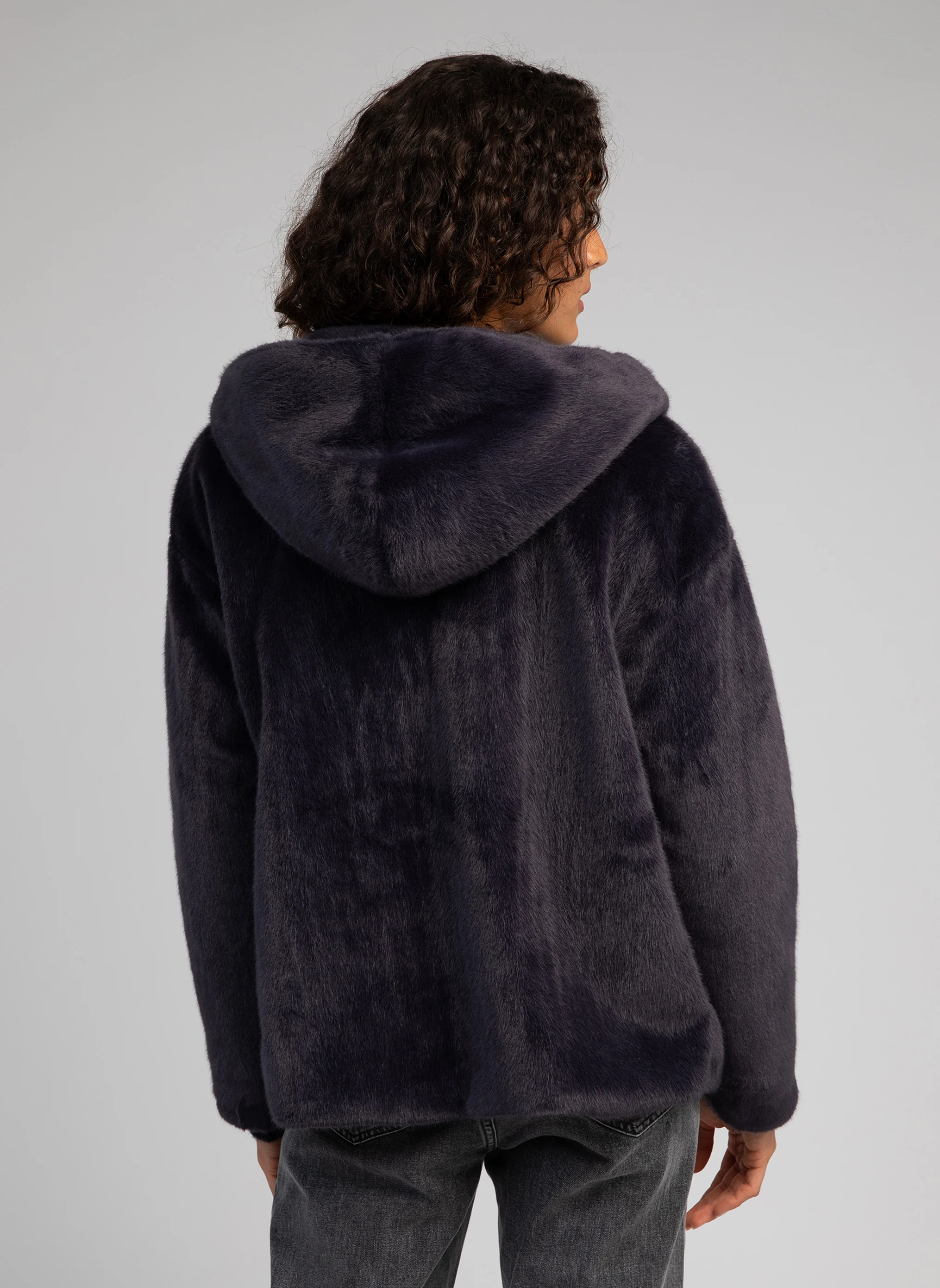 HEMERA - Veste droite en fourrure synthétique | Bleu