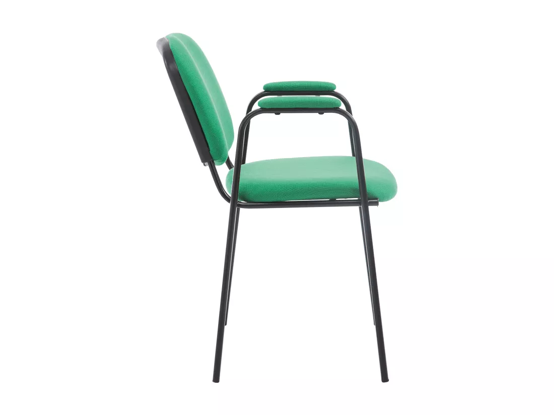 Chaise de conférence - Tissu & Métal noir mat - Vert - Ken Pro