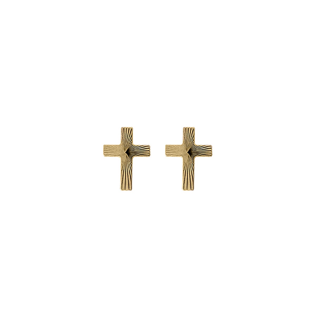 Boucles d'oreilles Brillaxis or jaune croix ciselée