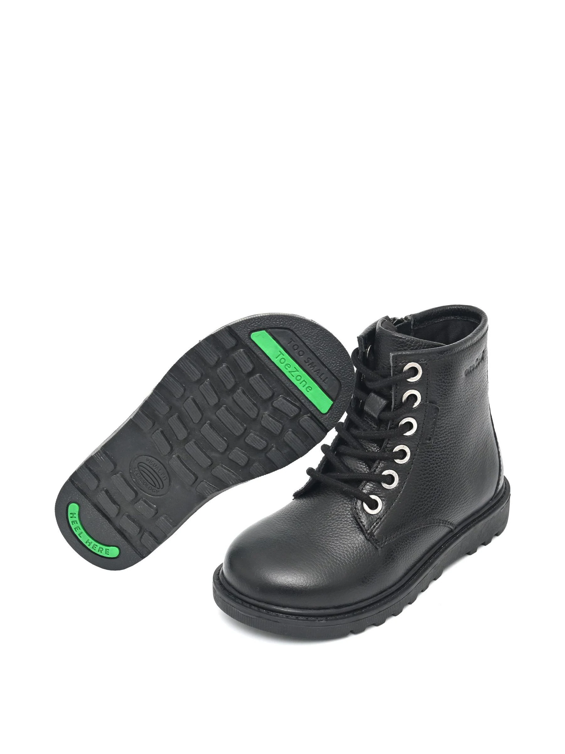 ToeZone Storm zwarte leren Ortholite enkelboots voor jongens