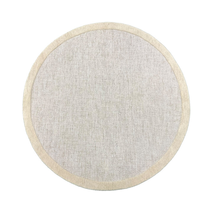 Rond vloerkleed laagpolig - Elena Border Beige - Handgetuft