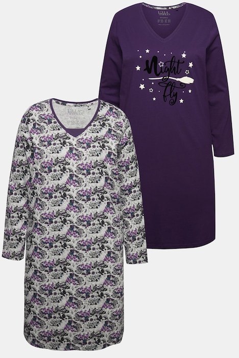 Bigshirts, 2er-Pack, V-Ausschnitt, leuchtender Frontprint