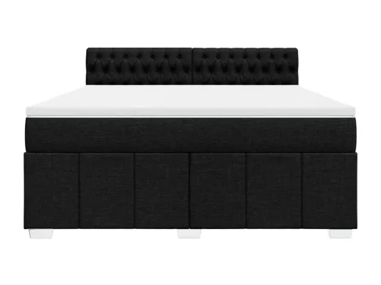Sommier à lattes de lit avec matelas Noir 180x200 cm Tissu