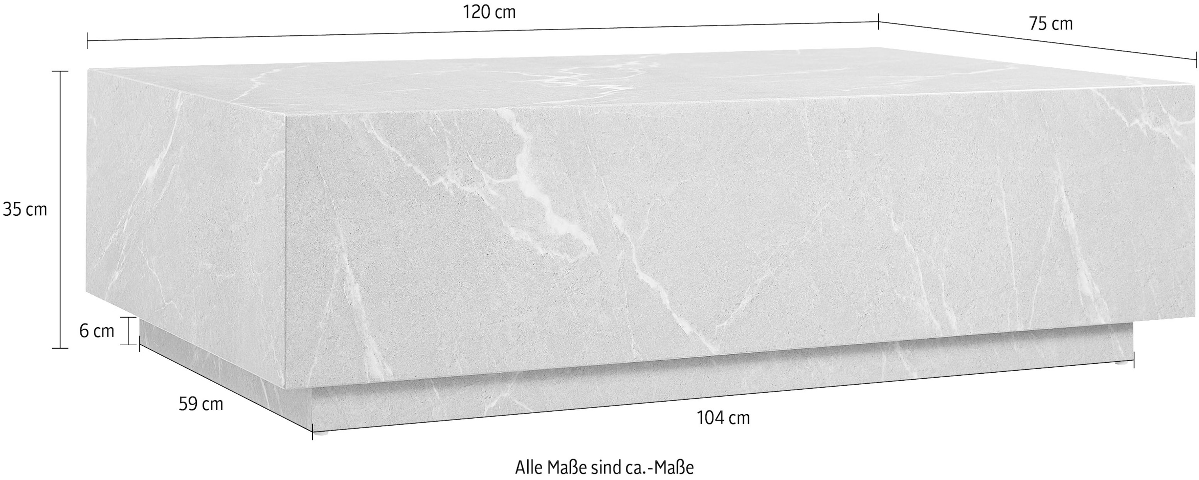 SalesFever Couchtisch »Almeria Beistelltisch: Stilvoller Tisch 120/75 cm« Stilvoller, rechteckiger Tisch in edler Marmoroptik, 120x75cm