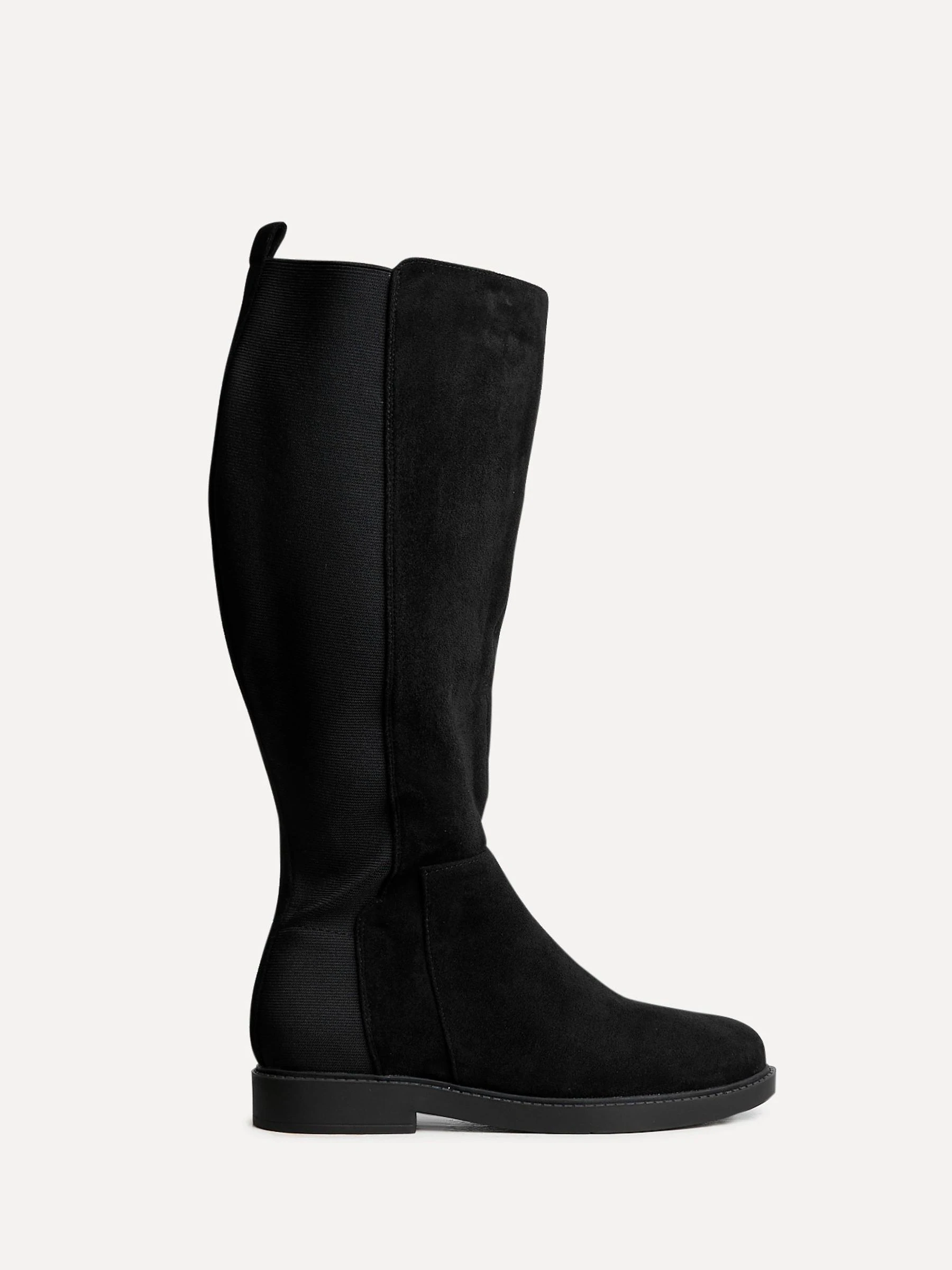Zwart - Linzi Wide Fit Steel High Leg Boots With Stretch Panel