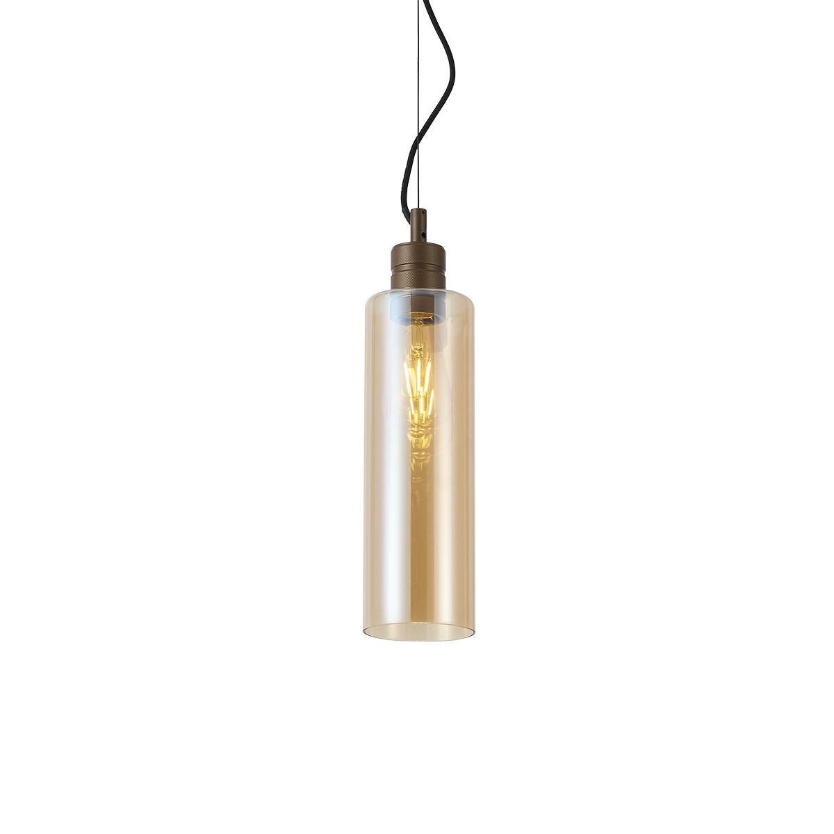 Hotel Chique hanglamp donker brons met amber glas - Stavelot