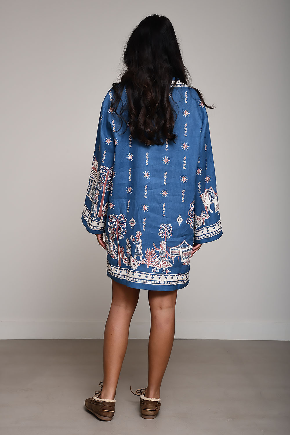 Acacia long sleeve linen mini dress