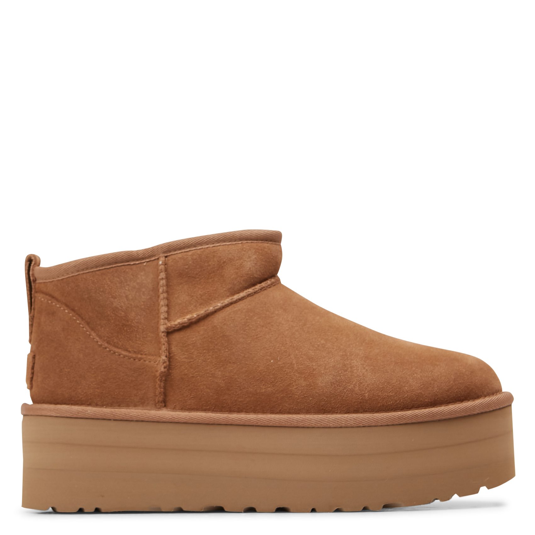 CLASSIC ULTRA MINI PLATFORM - Bottines fourrées à plateforme en cuir velours | Marron