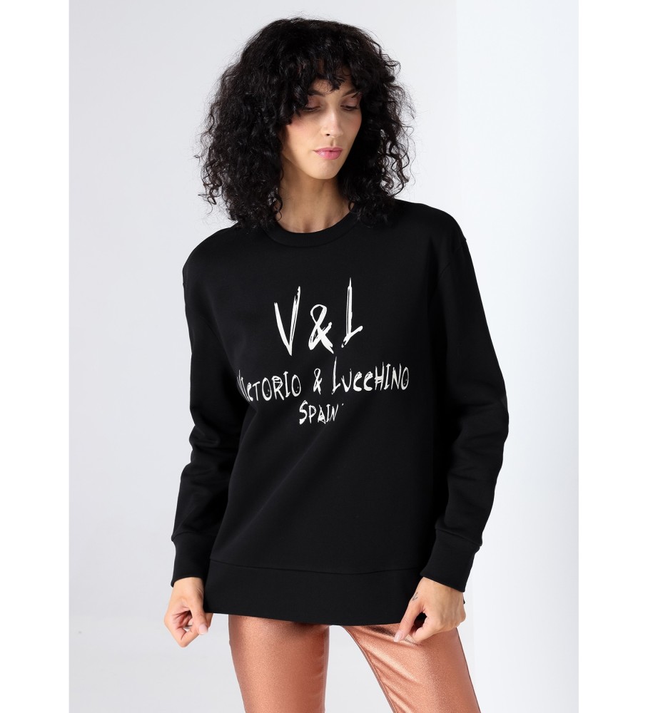Moletom Victorio & Lucchino, V&L com estampa de grãos preta