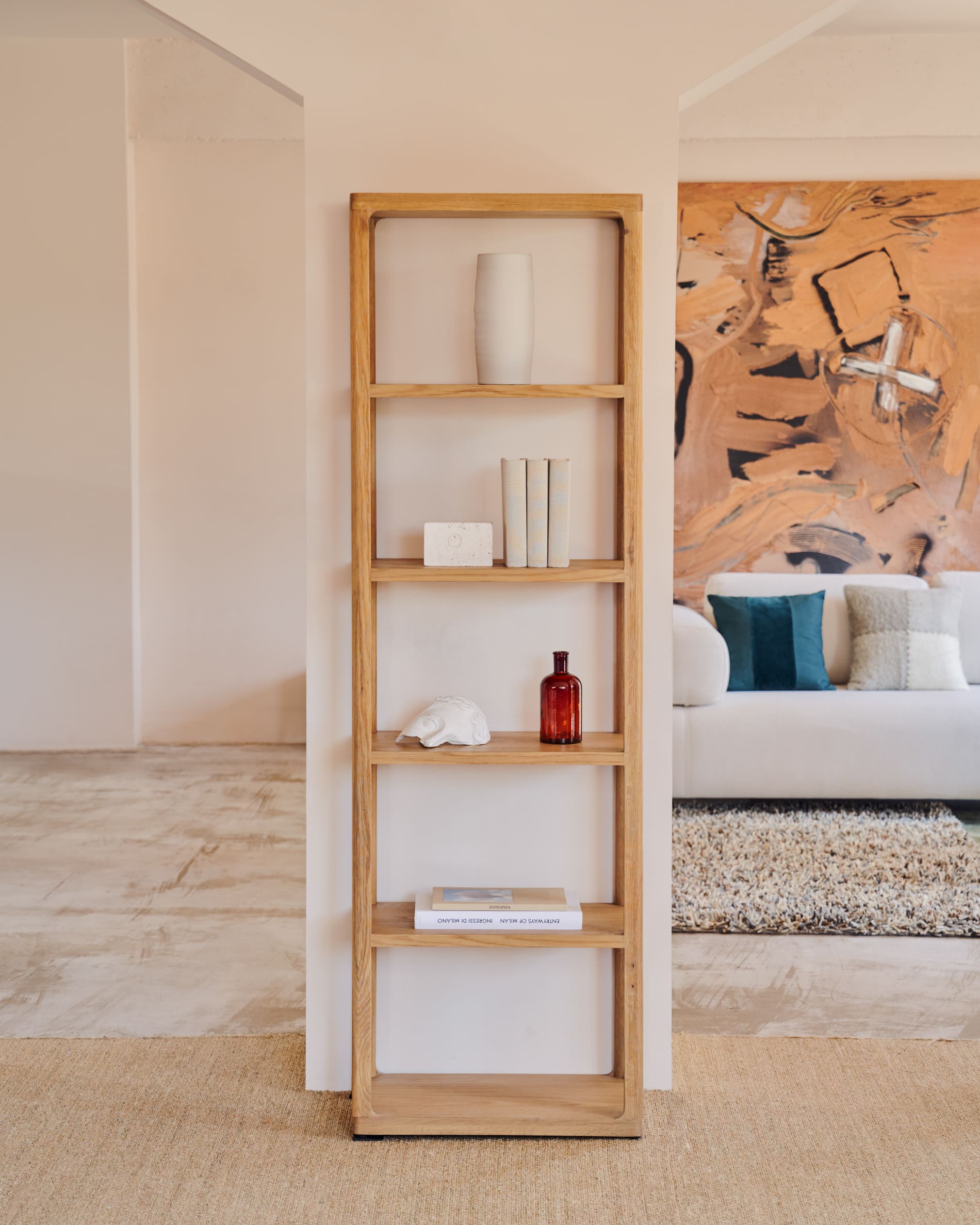 Kave Home - Maymai rekken met massief eiken structuur, 60 x 193 cm