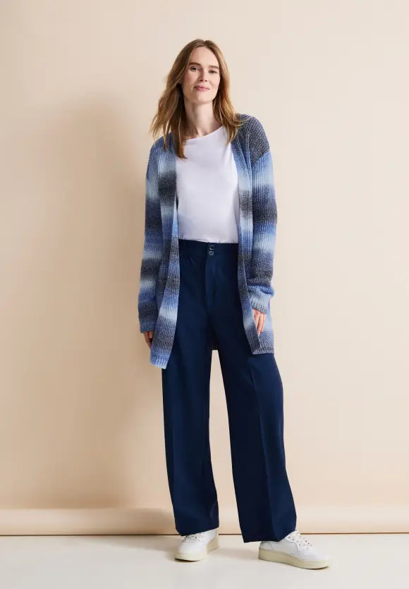Gestreifte Strickjacke - intense gentle blue melange