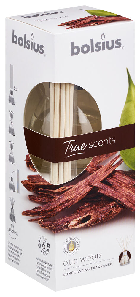 Bolsius True scents - Geurstokjes - 17.5 cm - Oud wood