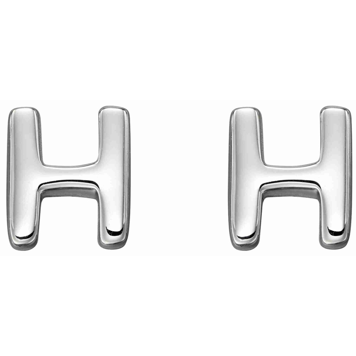 Boucle d'oreille lettre H en argent 925/1000