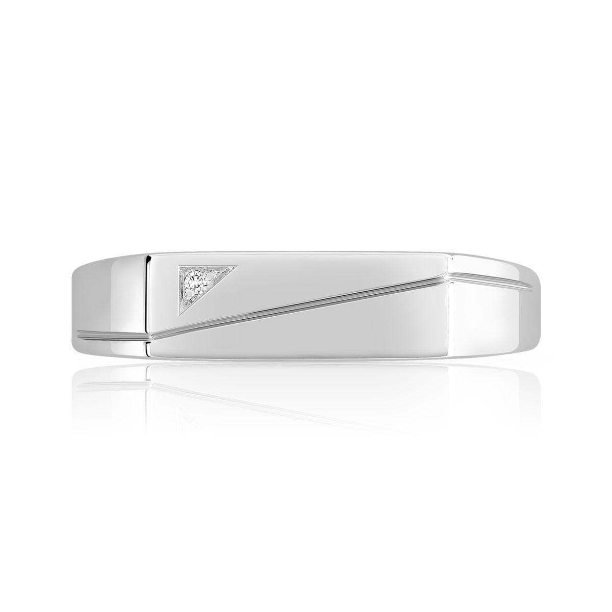 Chevalière argent 925 rectangulaire diamant