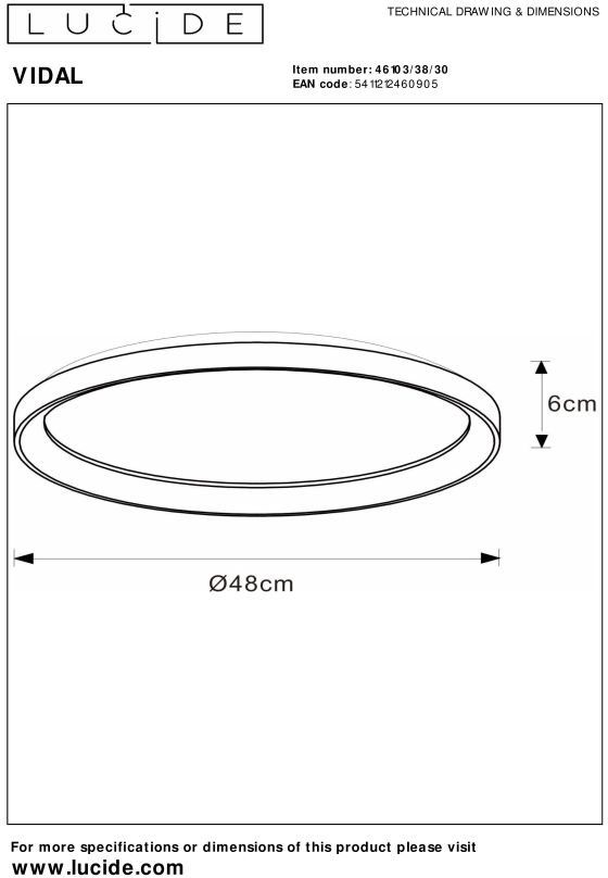 Lucide   Vidal Plafondlamp