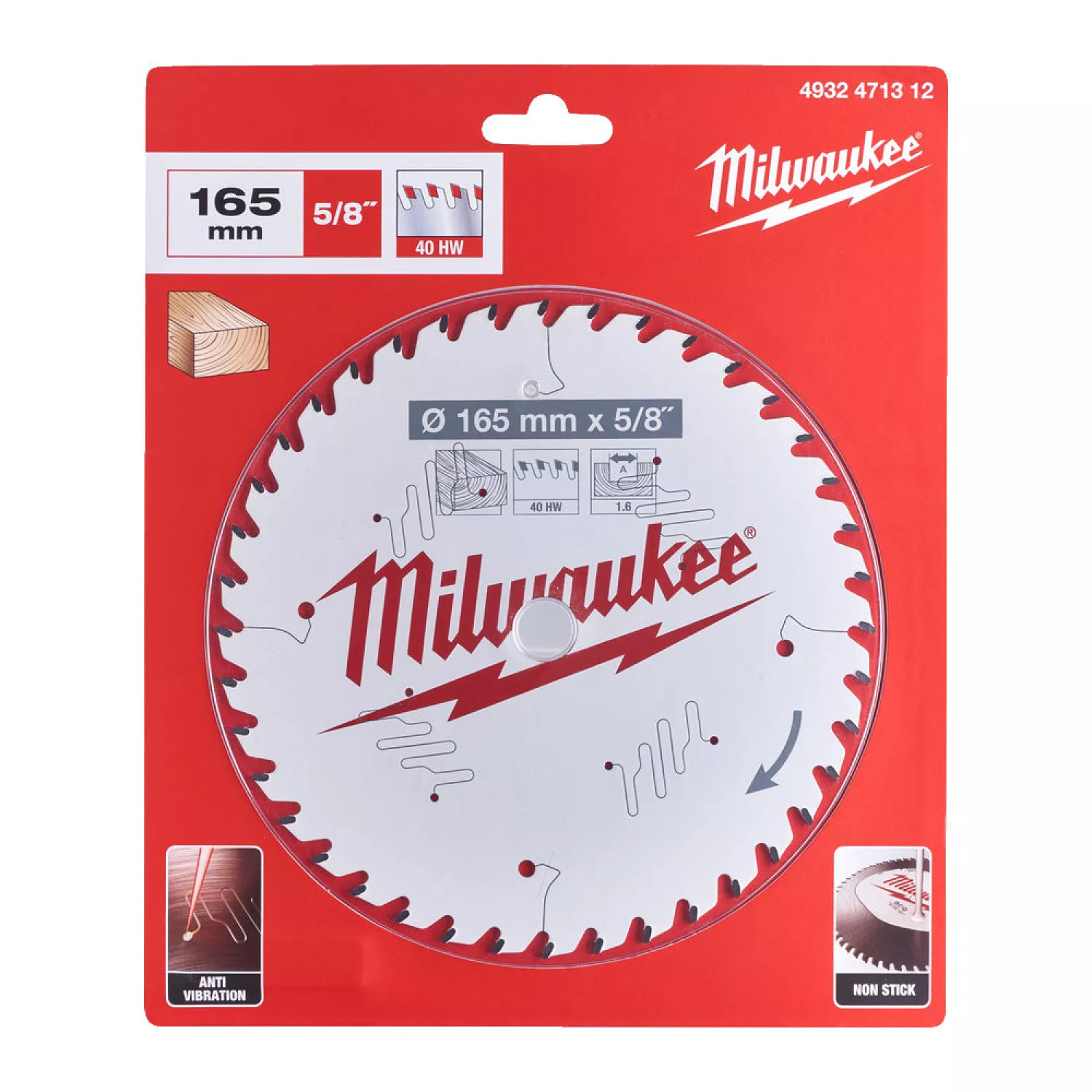 Milwaukee 4932471312 / 4932352314 Cirkelzaagblad - 165 x 15,87 x 40T - Hout / MDF