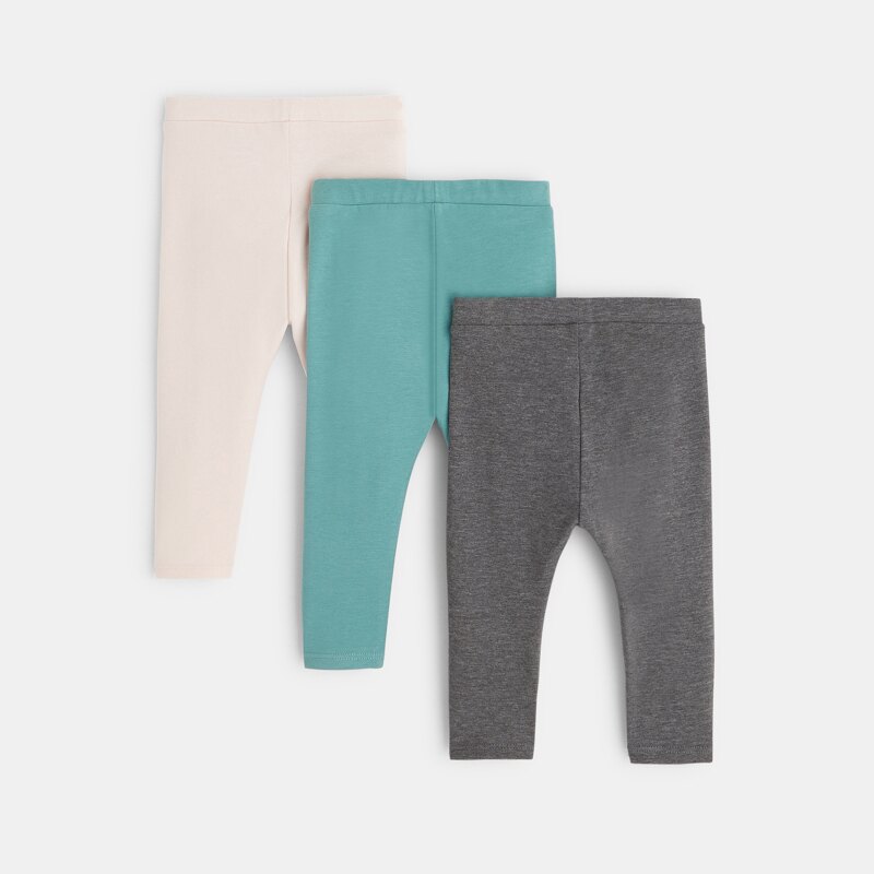 Legging uni jersey (lot de 3) rose bébé fille Rose