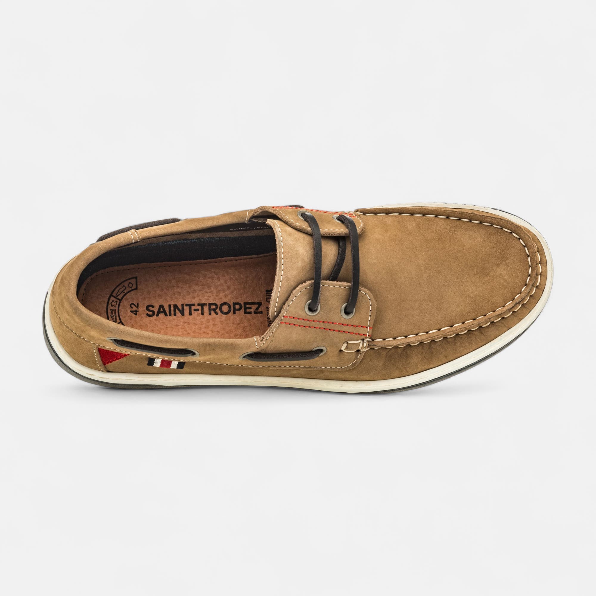 Chaussures bateau Homme en cuir taupe