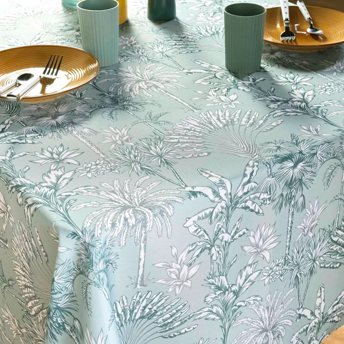 Nappe rectangulaire anti tache (145 x 240 cm) Canarie Vert sauge