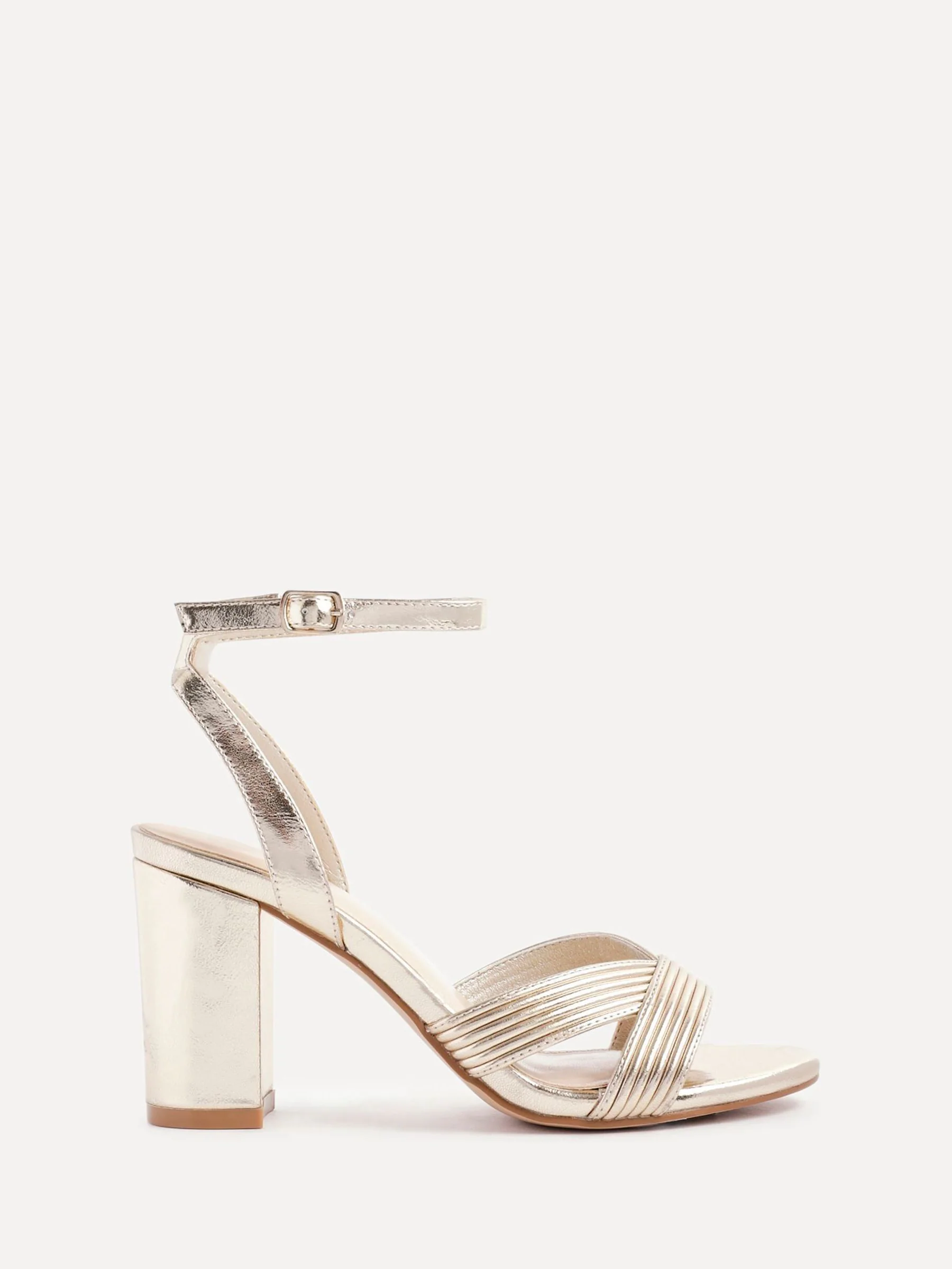 Goud - Linzi City Block Heeled Sandals With Ribbed Front Strap