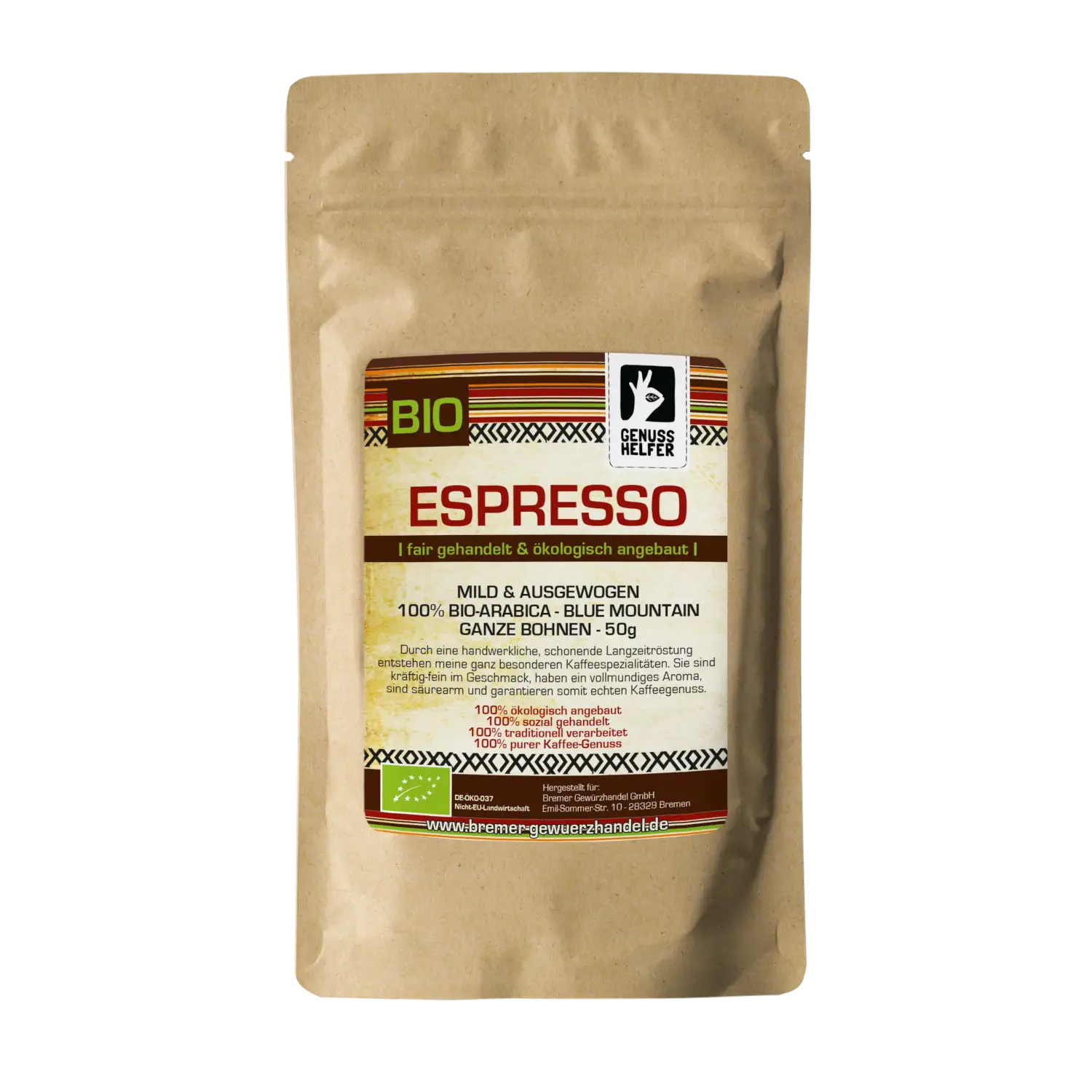 Espresso, mild, BIO, ganz, 50g