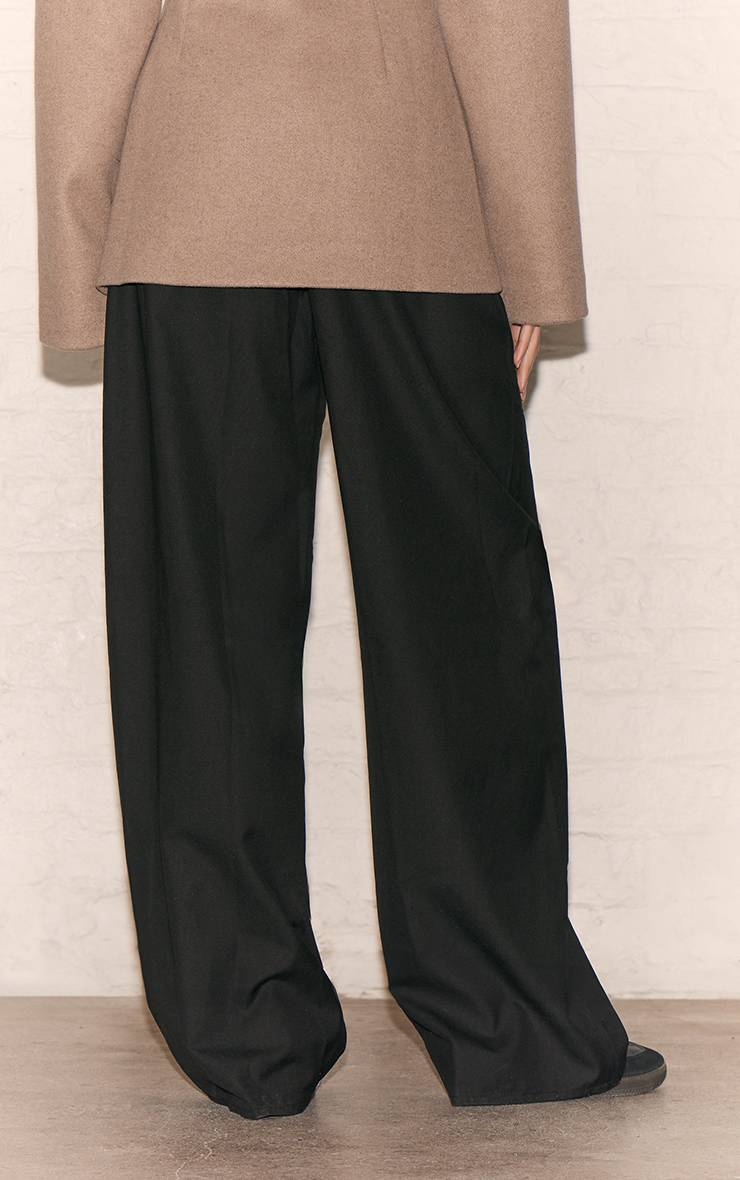 Noir Pantalon Ample Taille Basse En Tissu Tissé Avec Cordon De Serrage