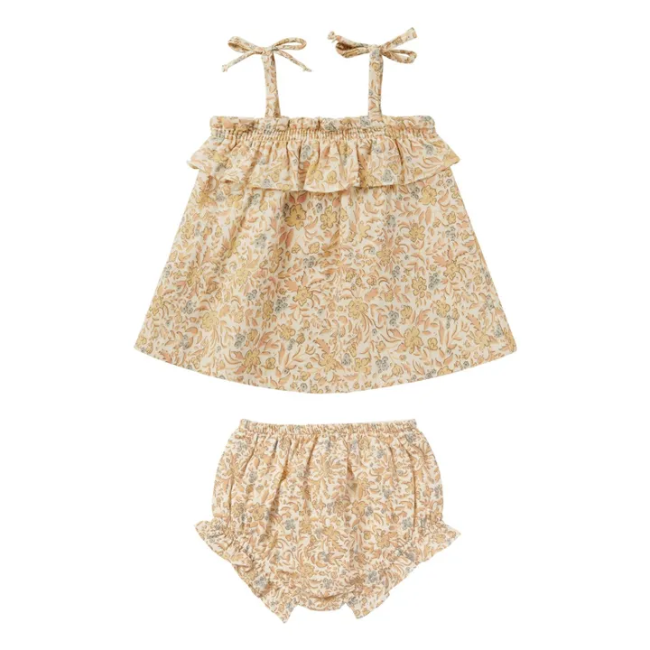 Rylee + Cru Top et Bloomer Fleuri à Volants | Jaune