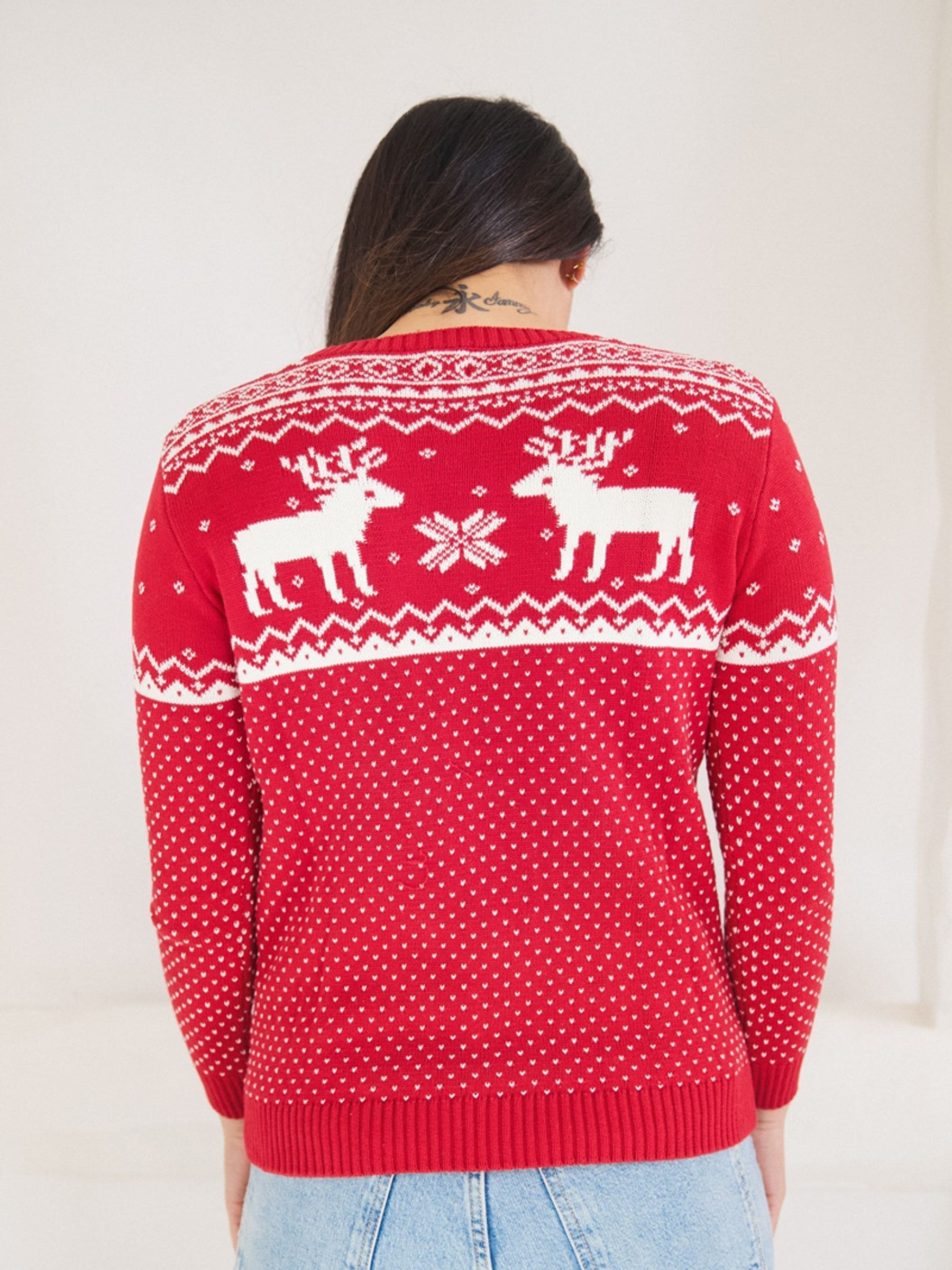Rood - The Little Tailor kersttrui met rendierfairislepatroon