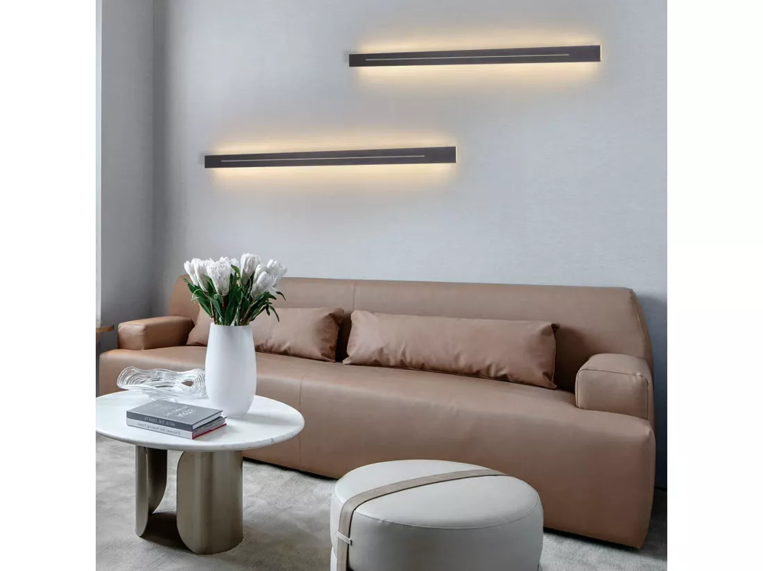 NETTLIFE Applique murale d'intérieur LED - Chambre moderne 100 cm lampe de couloir blanc chaud 31 W lampe d'escalier noire éclairage mural