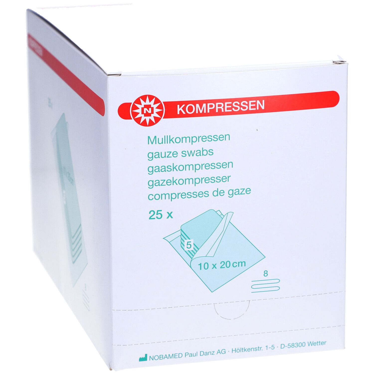 NOBA Mullkompressen steril 8- lagig 50 x 2 Stück 10 x 20 cm
