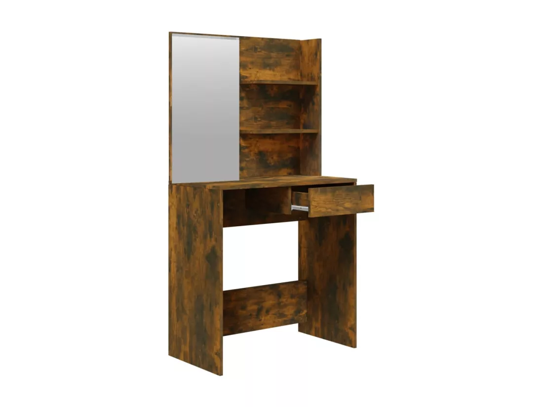 Coiffeuse avec miroir Chêne fumé 74,5x40x141 cm