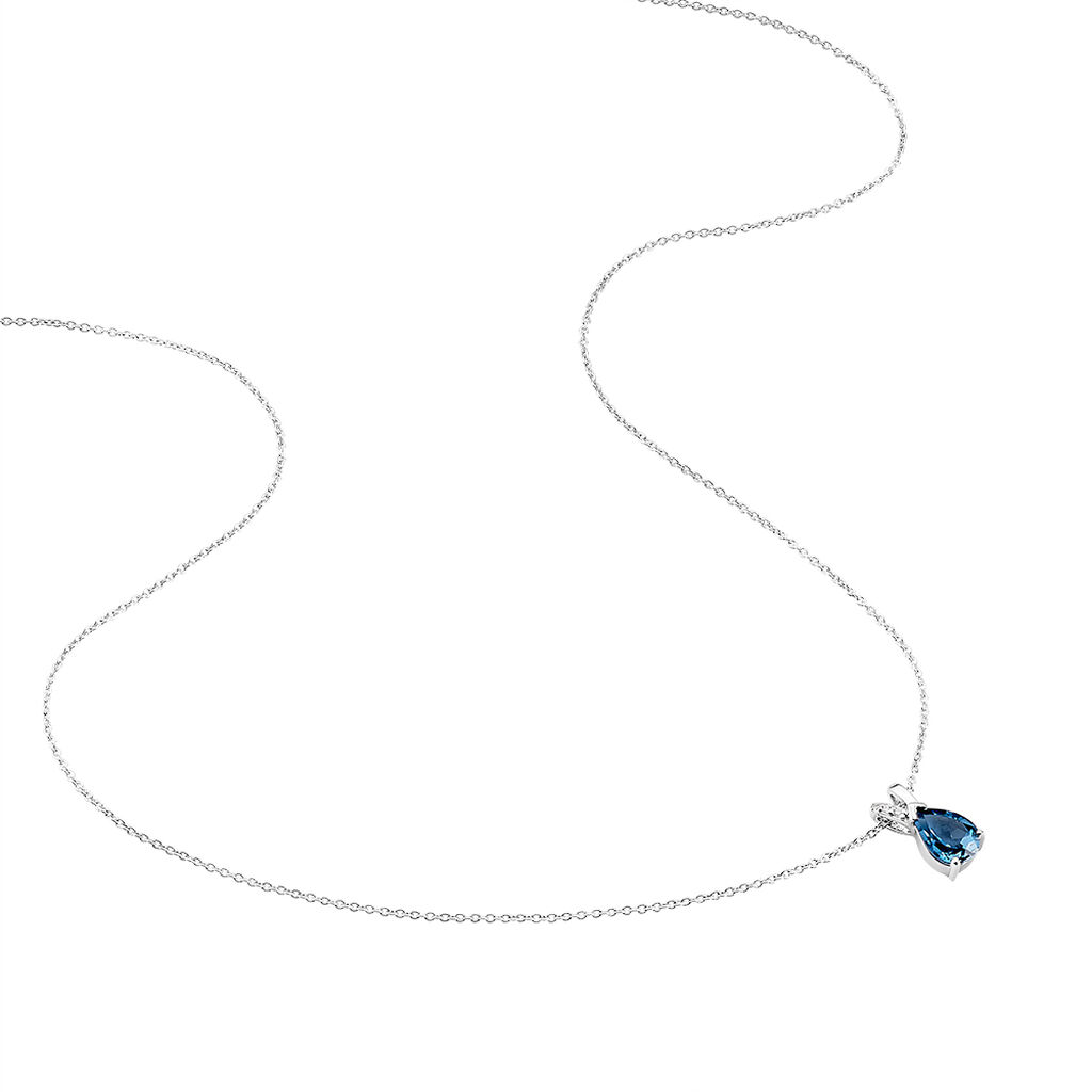 Collier Teresa Or Blanc Topaze Et Diamant