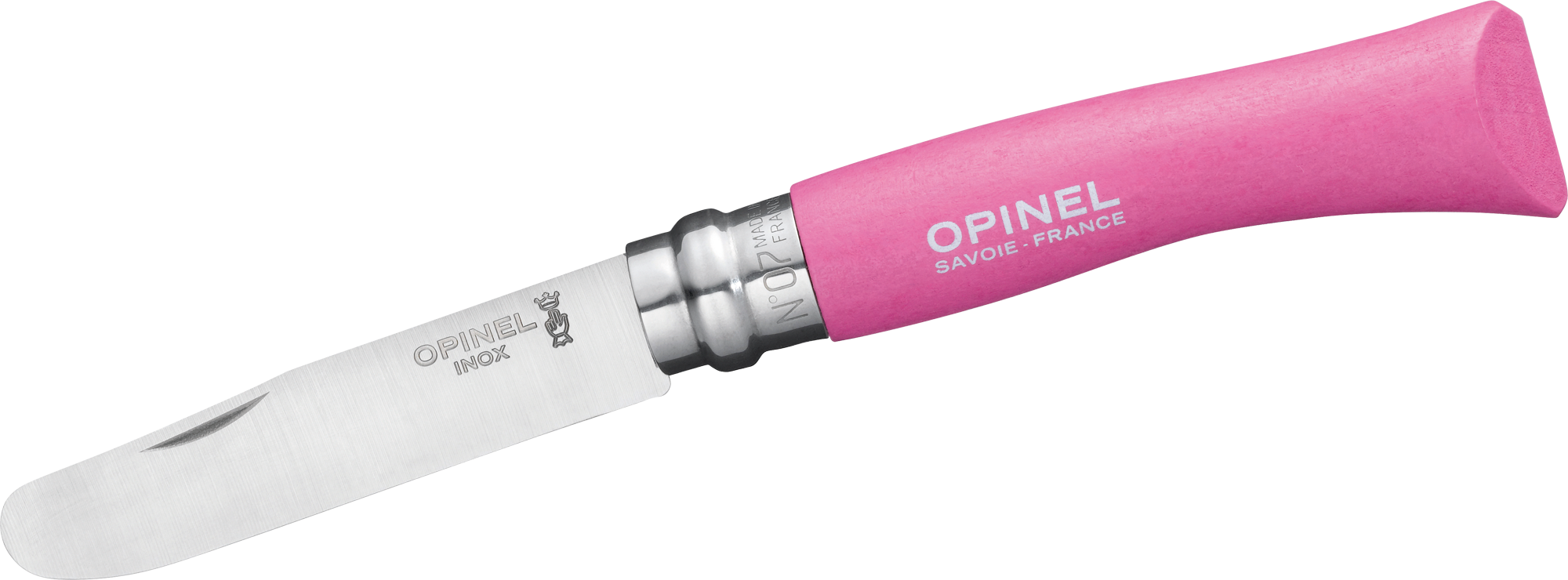 Opinel N°07 Taschenmesser für Kinder Klingenlänge 8 cm pink