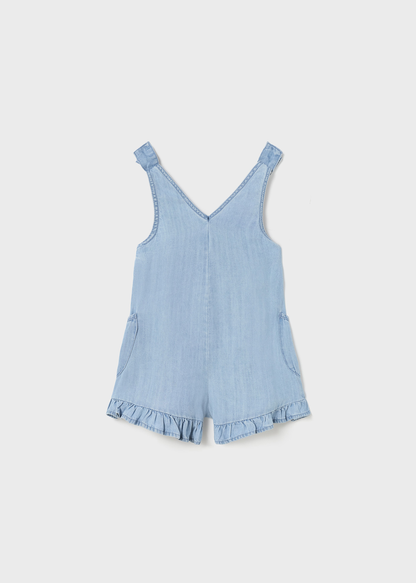Macacão curto e fluido em TENCEL™ Lyocell para bebê