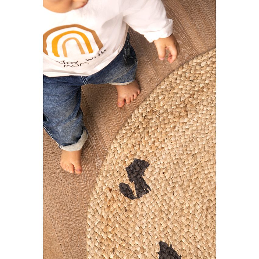 Tapis de chambre rond en jute Nos Petits Amis 100cm - Ecru