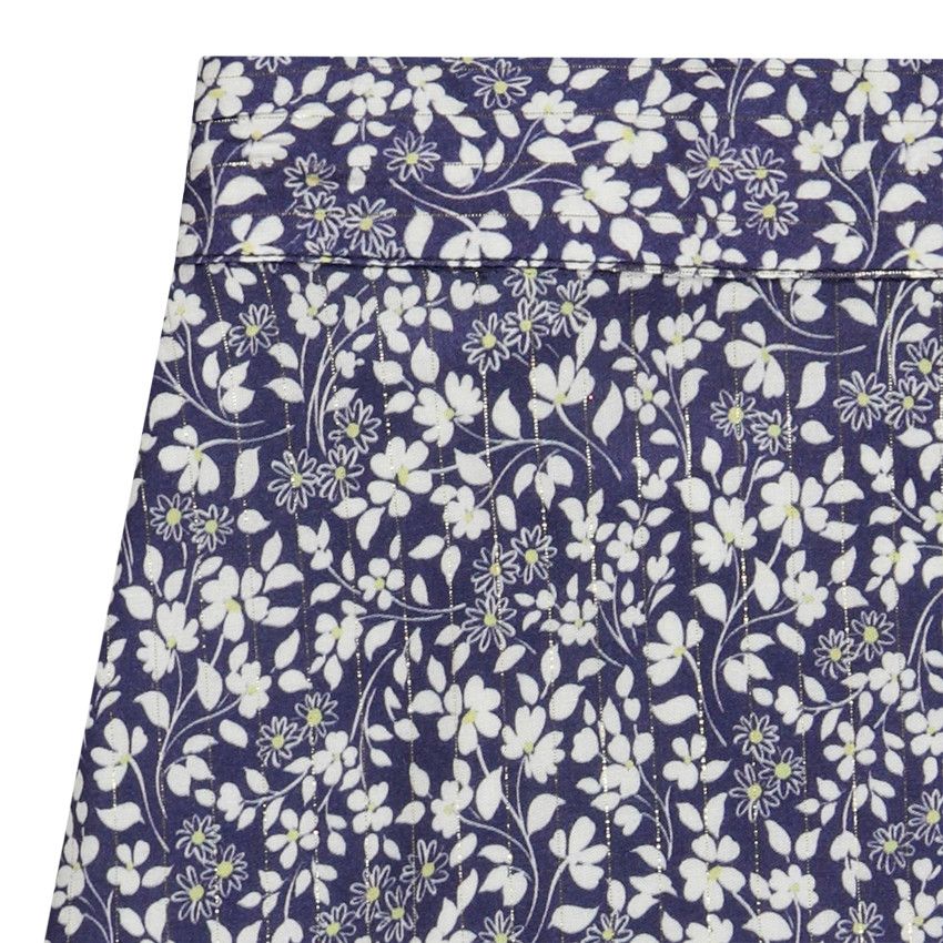 Jupe trapèze avec volant imprimé floral pour fille - Bleu marine