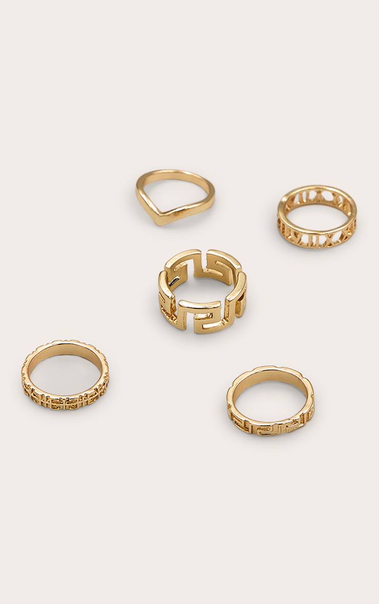 Doré Lot De 5 Bagues Assorties À Découpes