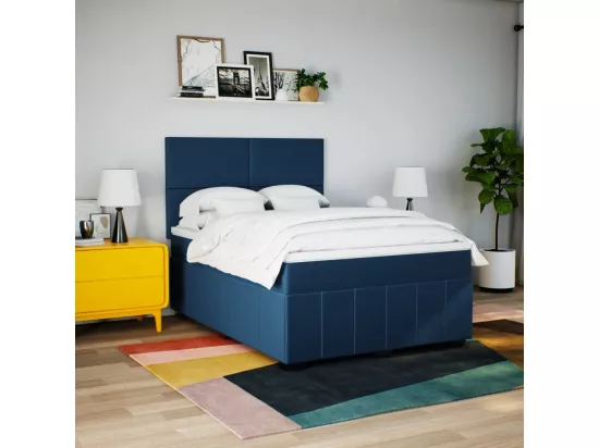 Sommier à lattes de lit avec matelas Bleu 160x200 cm Tissu