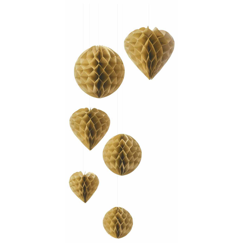 I AM CREATIVE Paperballs Herz & rund, 6 Stück, gold
